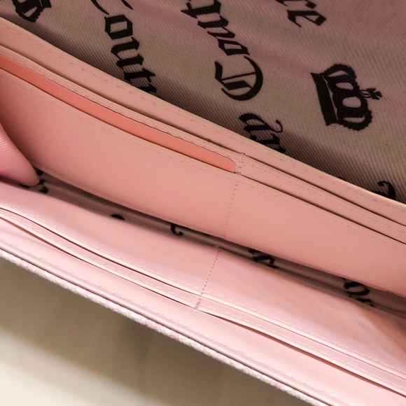 Juicy Couture Chiffon Pink Her Majesty Single Gusset Flap Clutch Wallet NWT - Picture 12 of 16